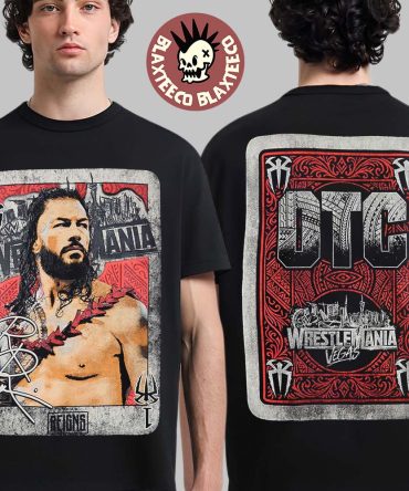 Roman Reigns Wwe Wrestlemania 42 Vegas Play Card Two Sided T-Shirt