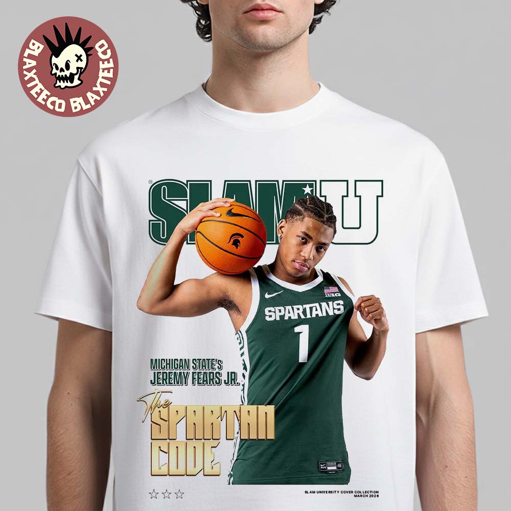 Slamu Michigan State Spartans Jeremy Fears Jr The Spartan Code Magazine Cover T-Shirt
