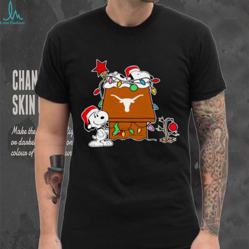 Snoopy Texas Longhorns Christmas Shirt 2025 Holiday Football Gift Tee - Image 2