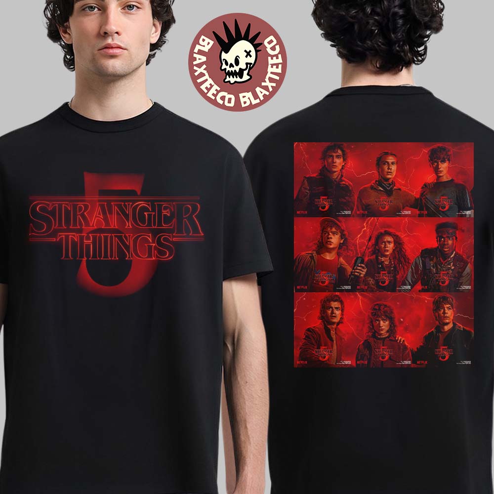 Stranger Things 5 Vol 2 Characters Poster Premieres Christmas Day Two Sided T-Shirt