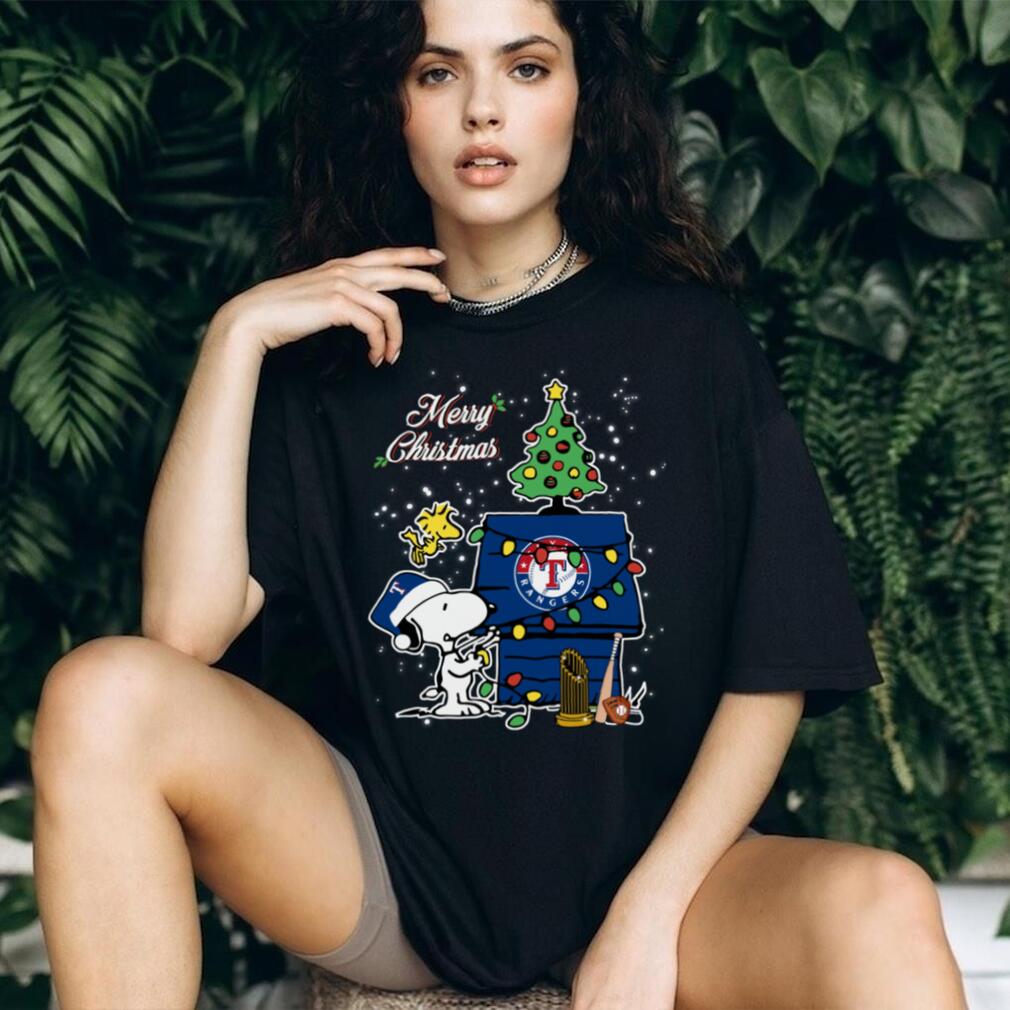 Texas Rangers Merry Christmas With Snoopy Baby T Shirt - Limotees Llc - Image 2