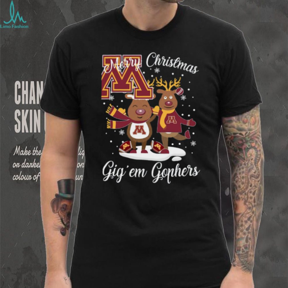 University Of Minnesota Gophers Christmas Reindeer T Shirt - Limotees Llc - Image 2