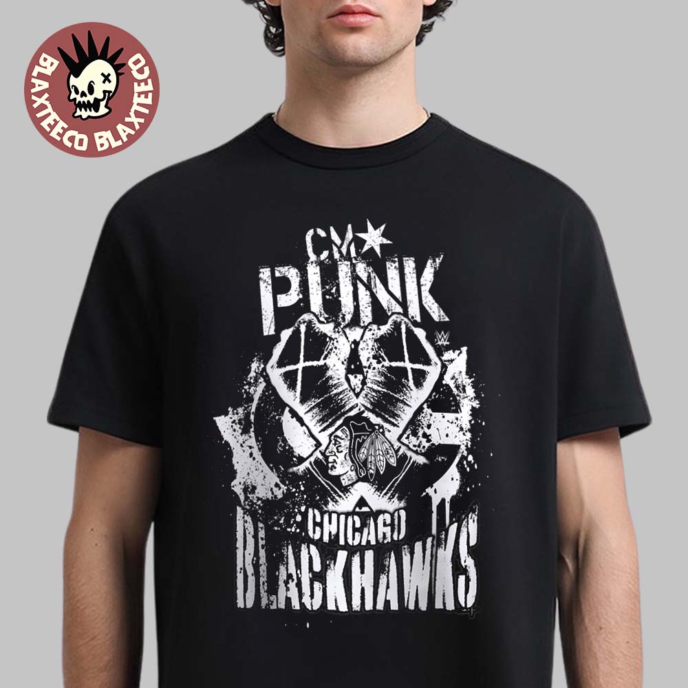 Wwe Elimination Chamber 2026 Chicago Cm Punk X Chicago Blackhawks Logo T-Shirt