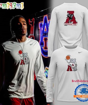 Alabama Crimson Tide Basketball Retro Hoops Ringer Long Sleeve Shirt