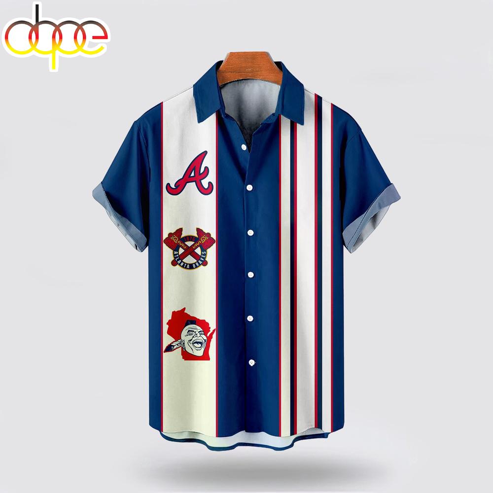 Atlanta Braves Striped Hawaiian Shirt