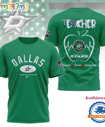 Dallas Stars Nhl Teacher Appreciation Day 3D T Shirt