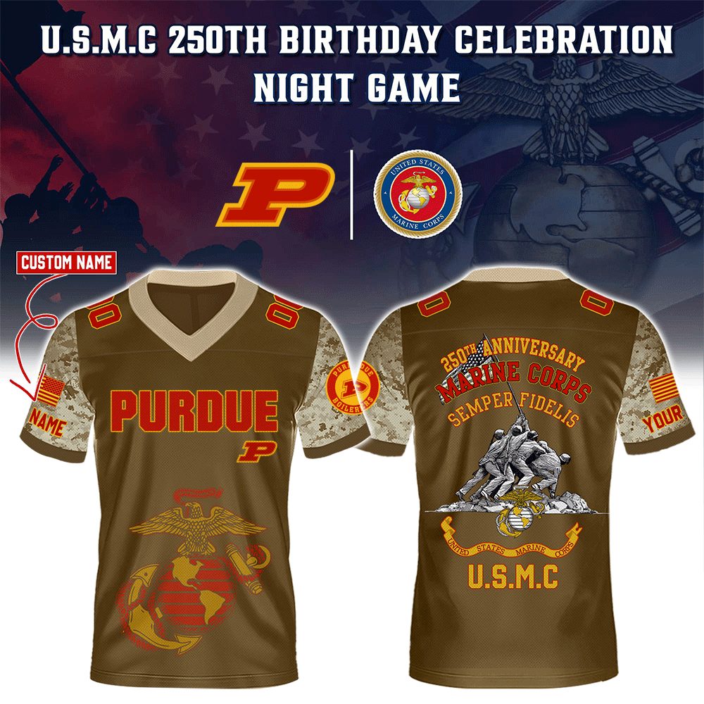 Purdue Boilermakers College Football X U.S.M.C 250Th Birthday Celebration Special Edition Football Jersey