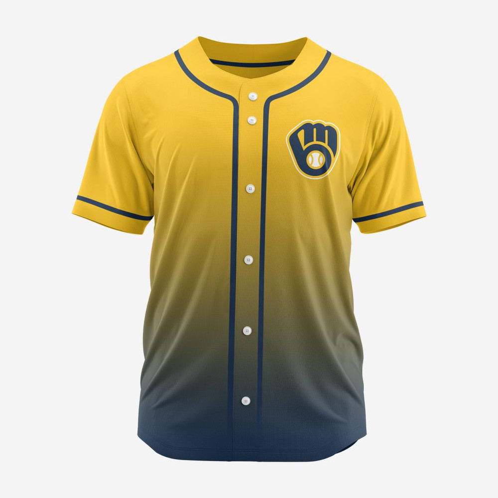 Mlb Milwaukee Brewers Personalized Gradient Design Baseball Jersey St2401