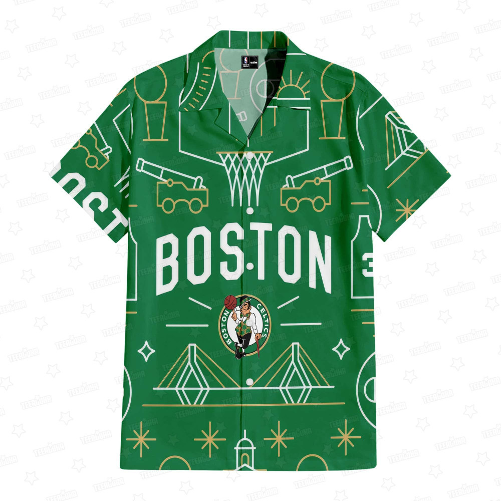 Boston Celtics Illustration Hawaiian Shirt