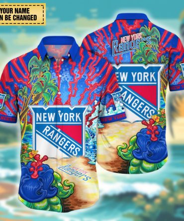 New York Rangers , Personalized Hawaiian Shirt Vacation Time Aloha Shirt
