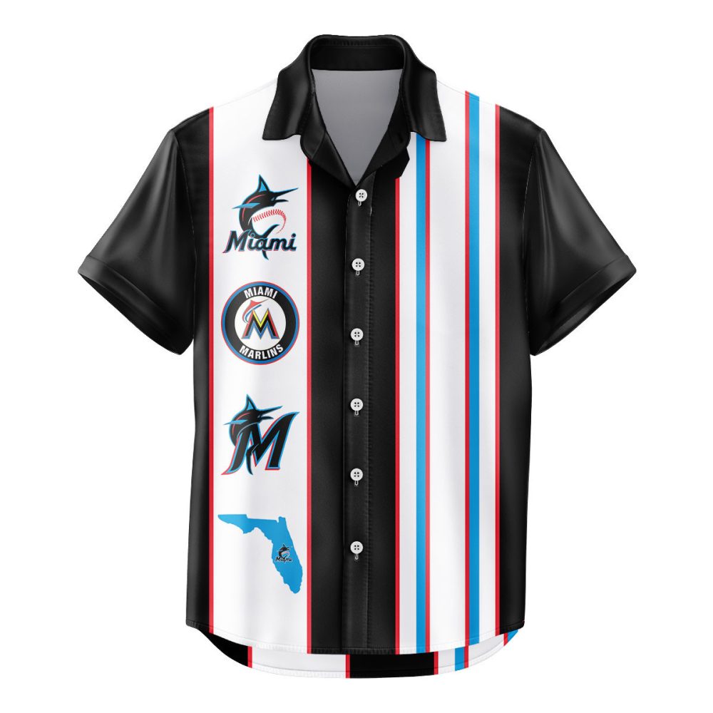 Miami Marlins Hawaiian Shirt Classic Color Contrast - Image 2
