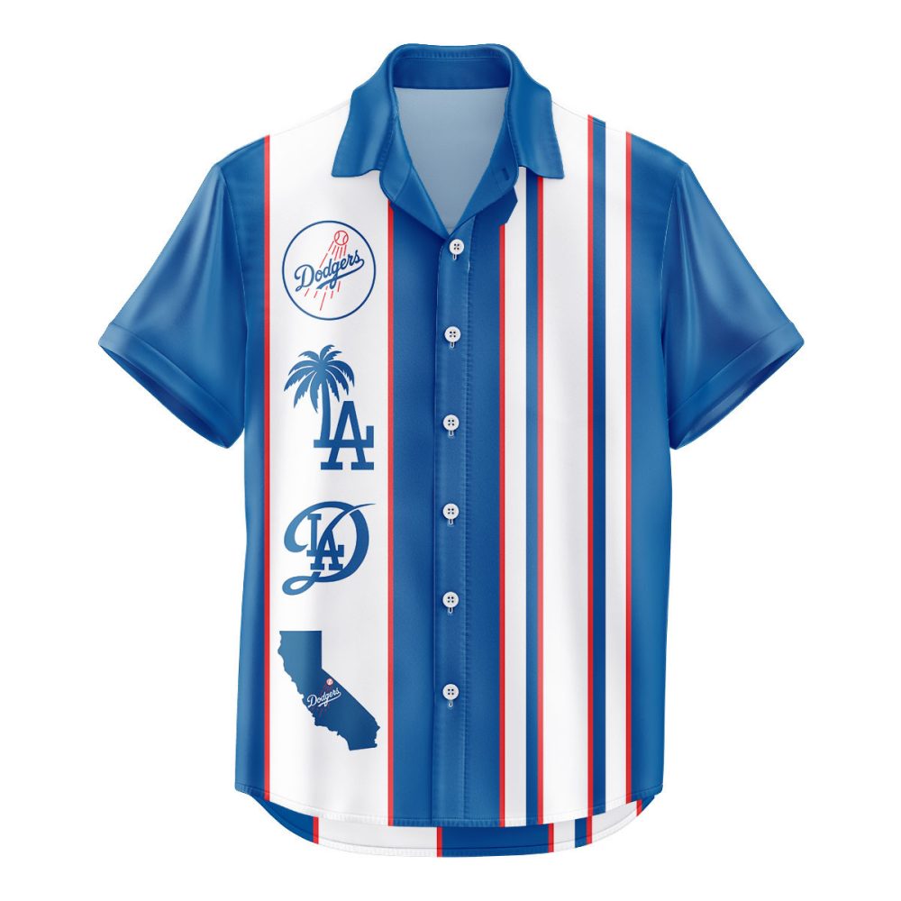 Los Angeles Dodgers Hawaiian Shirt Classic Color Contrast - Image 2