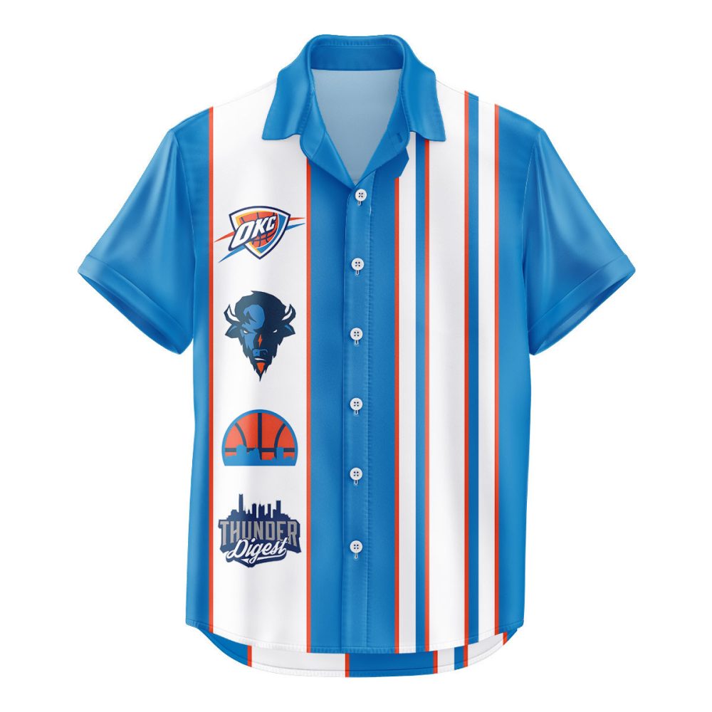 Oklahoma City Thunder Hawaiian Shirt Classic Color Contrast - Image 2