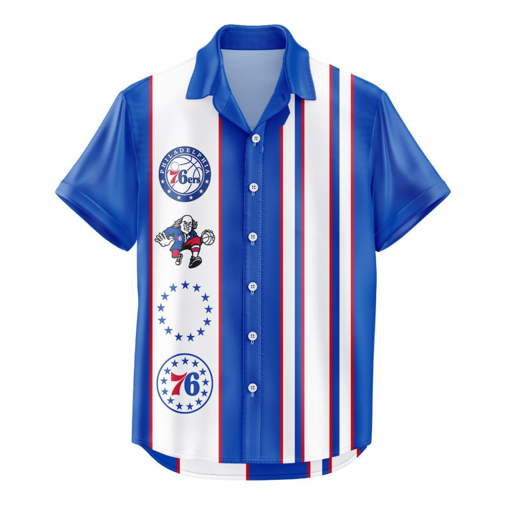 Philadelphia 76Ers Hawaiian Shirt Classic Color Contrast - Image 2
