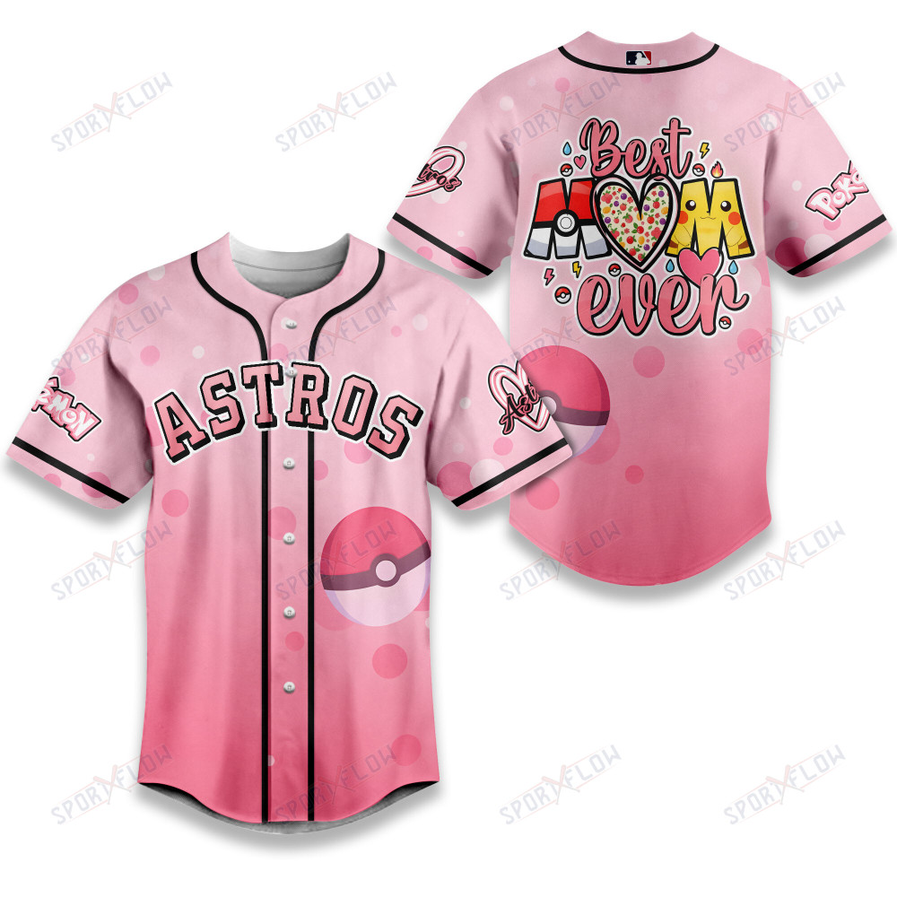 Houston Astros X Pokemon Best Mom Ever Baseball Jersey