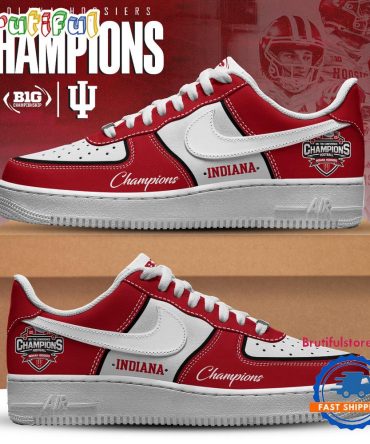 Indiana Hoosiers 2025 Big Ten Football Conference Champions Red White Air Force 1 Shoes Sneaker