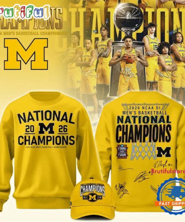 Michigan Wolverines 2026 Ncaa Men'S Basketball National Champions Yellow Sweatshirt