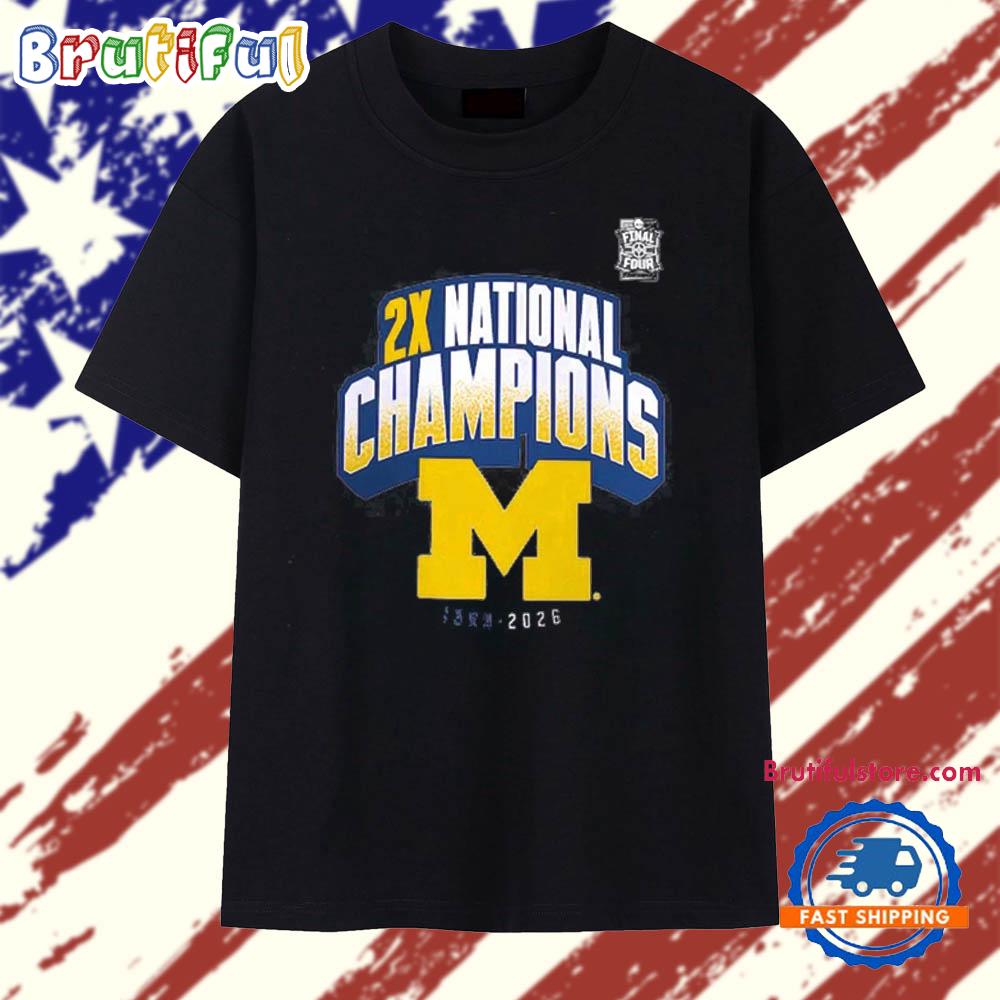 Michigan Wolverines Men’S Basketball Ncaa 2X National Champions 1989 2026 T Shirt