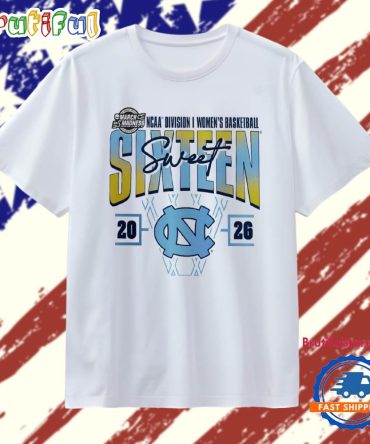 North Carolina Tar Heels 2026 Ncaa Women’S Basketball Tournament March Madness Sweet 16 Court Shot T Shirt