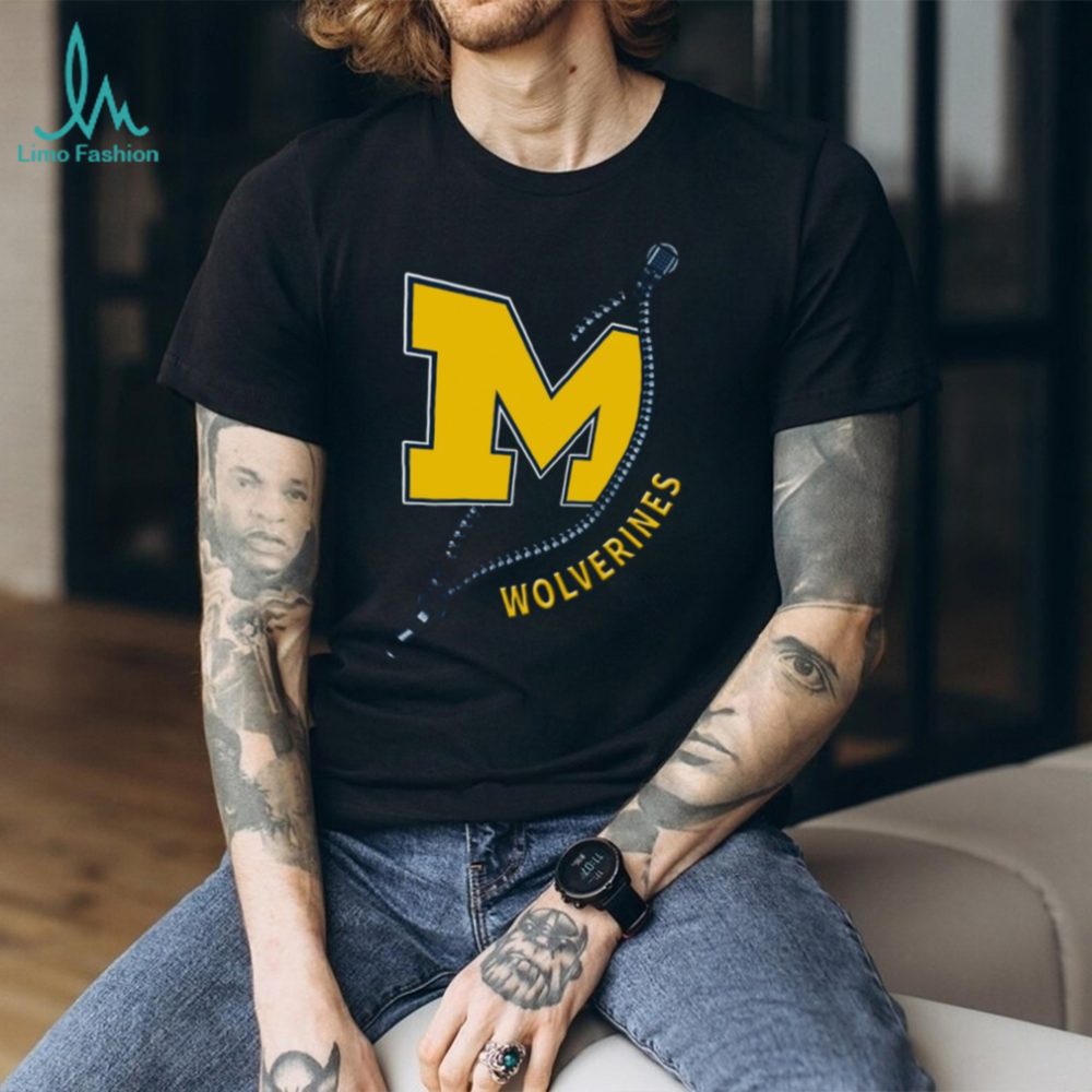 Michigan Wolverines M Block Logo Zipper Graphic T Shirt - Image 2