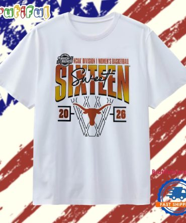 Texas Longhorns 2026 Ncaa Women’S Basketball Tournament March Madness Sweet 16 Court Shot T Shirt