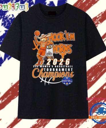 Texas Longhorns 2026 Sec Women’S Basketball Tournament Champions Hook ‘Em Mascot T Shirt
