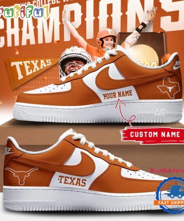 Texas Longhorns Softball Women'S College World Series 2025 Champions Air Force 1 Shoes Sneaker