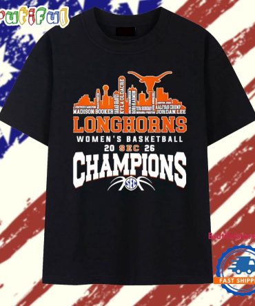 Texas Longhorns Women’S Basketball Champions 2026 Player Name City Skyline T Shirt