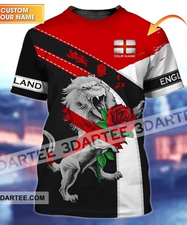 Unisex Shirt - Custom Football Name T-Shirt, England Rose Lion Shirt