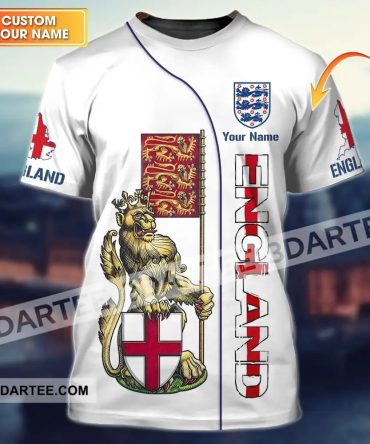 Unisex Shirt - Custom Football Name T-Shirt, England The Three Lions Shirt