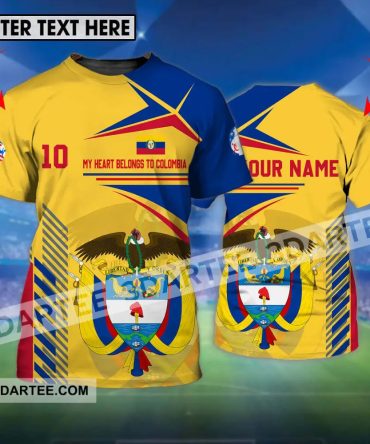 Unisex Shirt - Custom Name And Number Copa America Shirt, Golden My Heart Belongs To Colombia