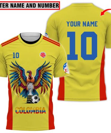 Unisex Shirt - Custom Name And Number Copa America Sport Shirt, Colombia