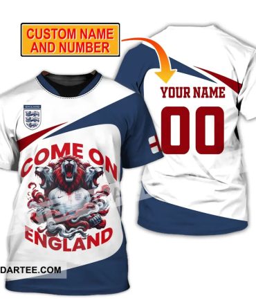 Unisex Shirt, Custom Name And Number England Football Shirt, Come On England Shirt, England Football Polo Long Sleeve