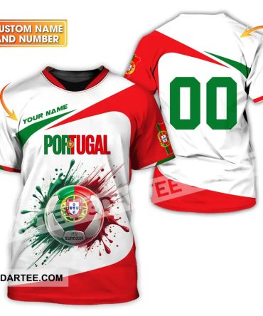 Unisex Shirt - Custom Name And Number Shirt, Portugal National Team Ball Logo