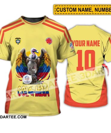 Unisex Shirt - Custom Name And Number Sport Shirt, Colombia Map
