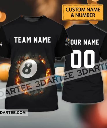 Unisex Shirt - Custom Name And Number T-Shirt - Personalized Billiards Ball Shirt - Billiards Clothing