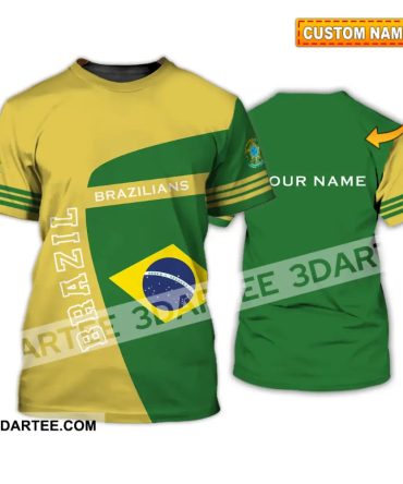 Unisex Shirt - Custom Name Shirt - Brazil World Cup Sport Shirt