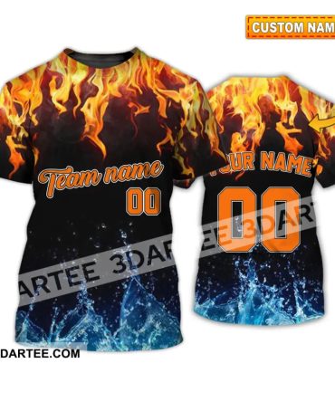 Unisex Shirt - Custom Name, Number And Team Name T-Shirt - Hot Fire And Cool Water