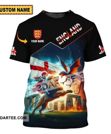 Unisex Shirt - Custom Name Sport Shirt - England Hero