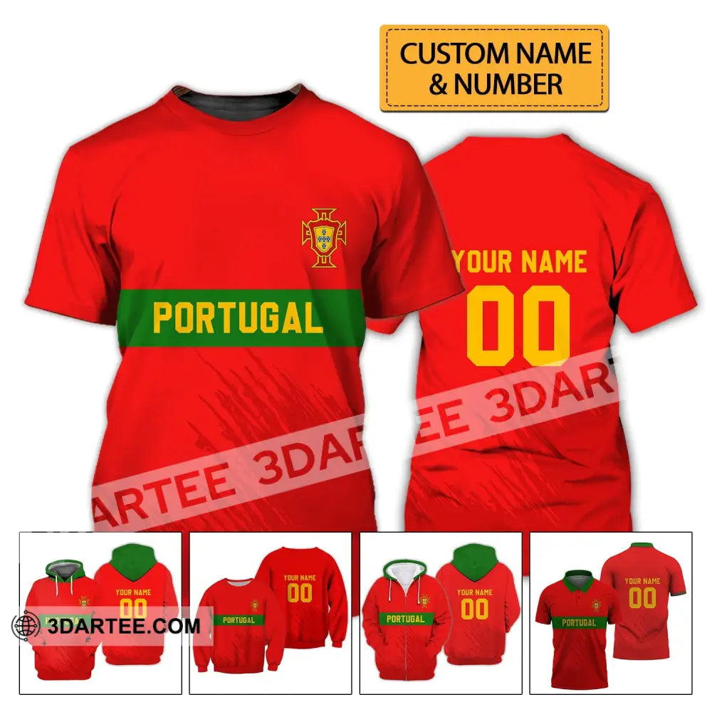 Unisex Shirt - Custom Name T-Shirt, Portugal Football Clothing - Image 2