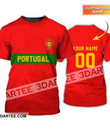 Unisex Shirt - Custom Name T-Shirt, Portugal Football Clothing