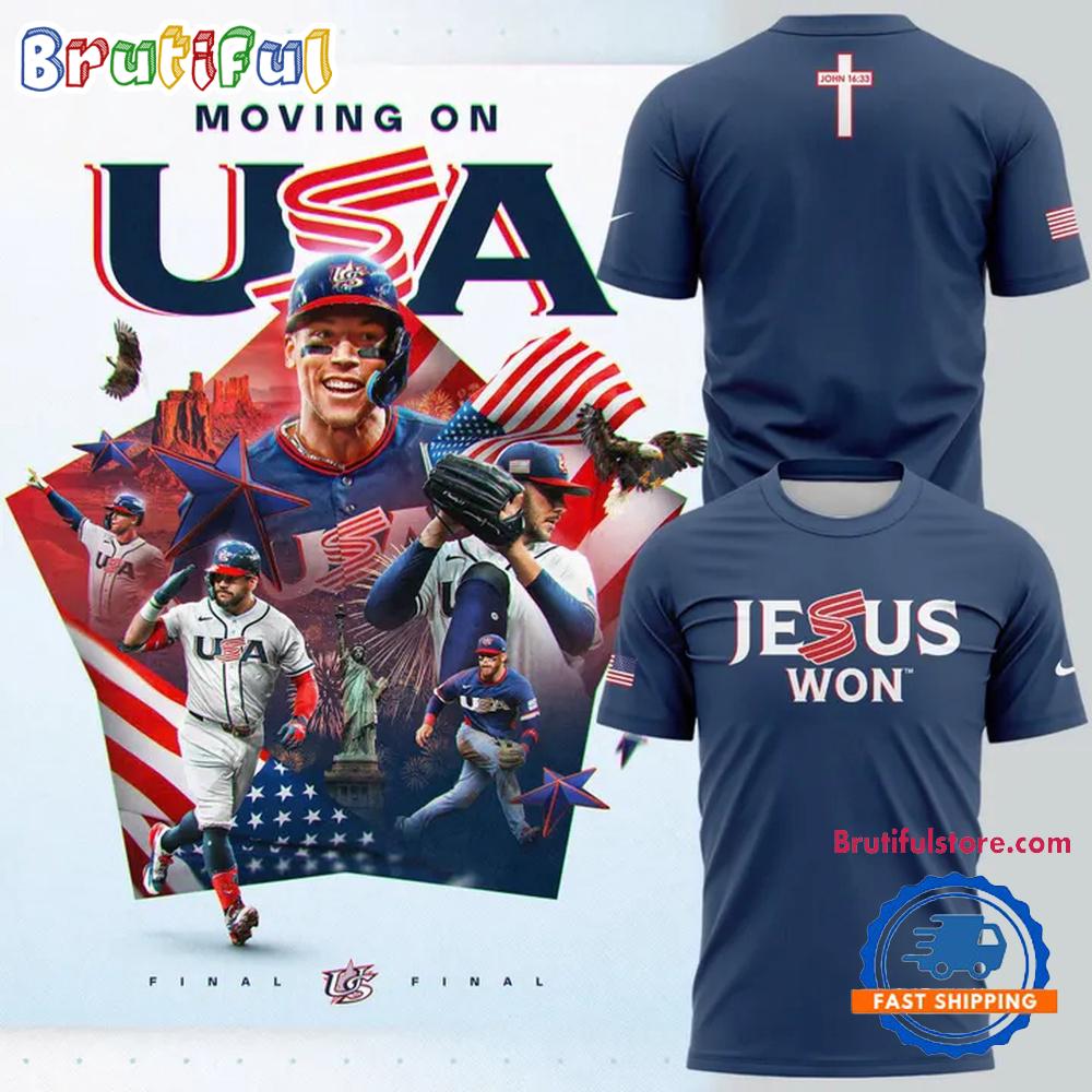 Usa Team Baseball Jesus Won John 16 33 Navy T Shirt