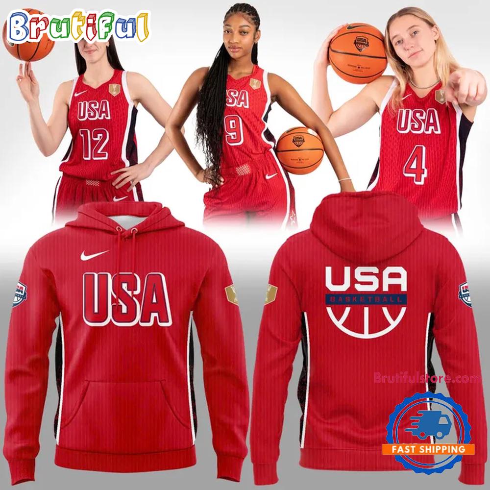 Usa Team Women'S Us National Unifom Basketball 2026 Red Hoodie
