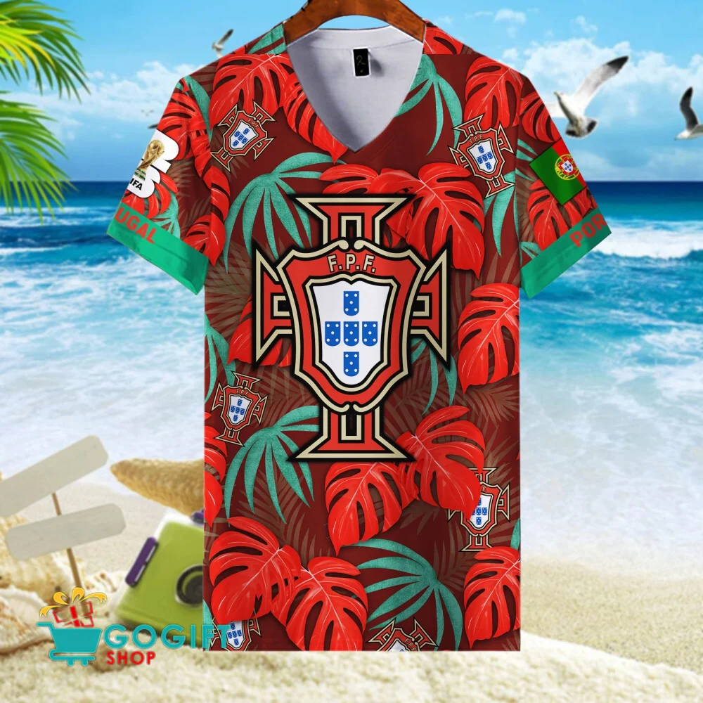 Portugal National Soccer Team V-Neck Shirt Jersey