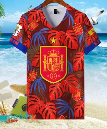 Spain National Soccer Team V-Neck Shirt Jersey