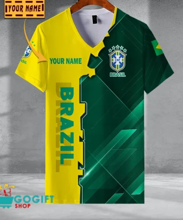 Brazil National Soccer Team V-Neck Shirt Jersey