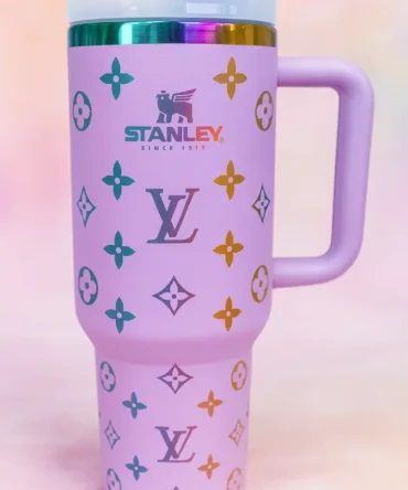Louis Vuitton Lv Custom Design Holographic 40 Oz Insulated Car Cup, Tumbler With Handle