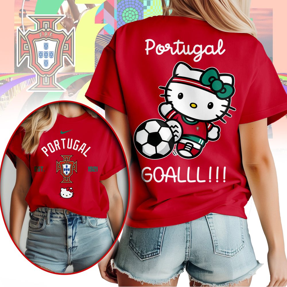 Portugal , Premium Wc26 Hello Kitty Soccer Fan Women Shirt - Image 3