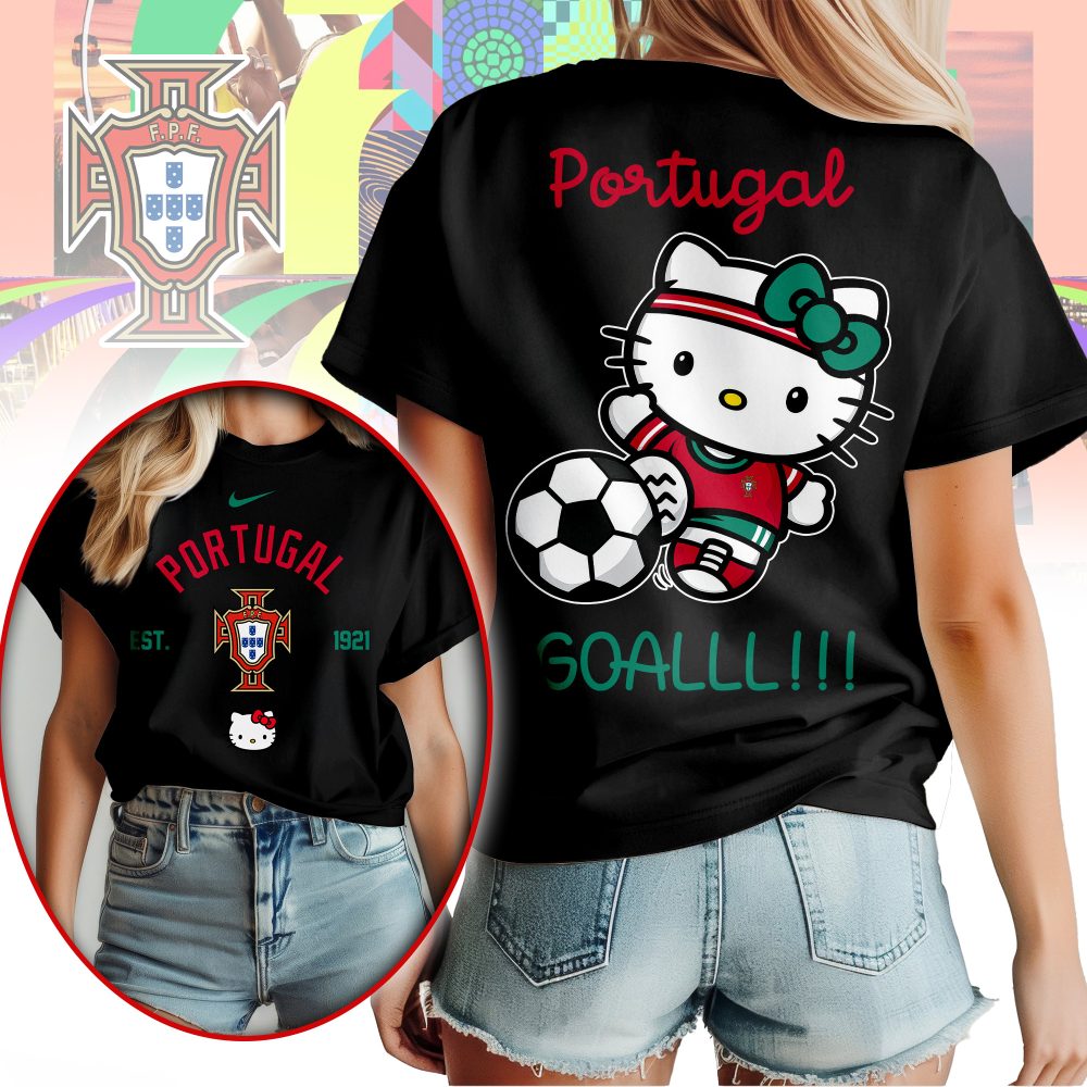 Portugal , Premium Wc26 Hello Kitty Soccer Fan Women Shirt - Image 2