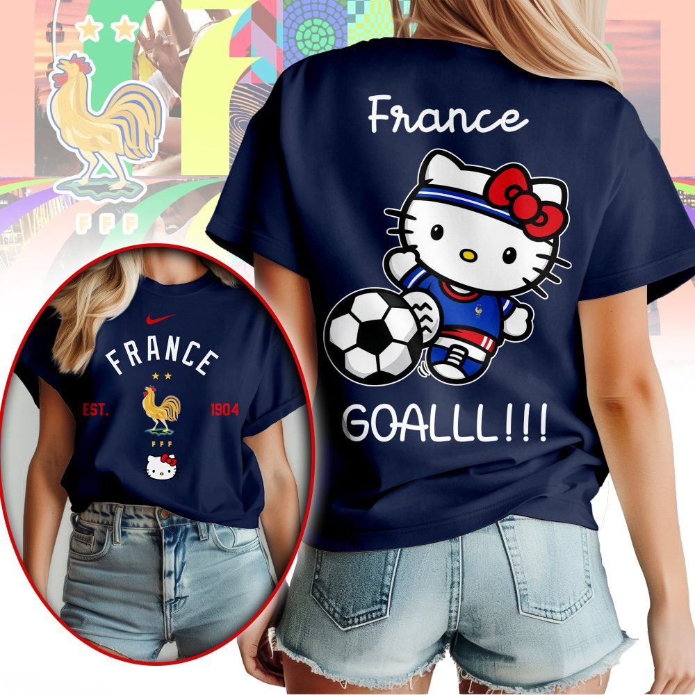 France , Premium Wc26 Hello Kitty Soccer Fan Women Shirt - Image 3